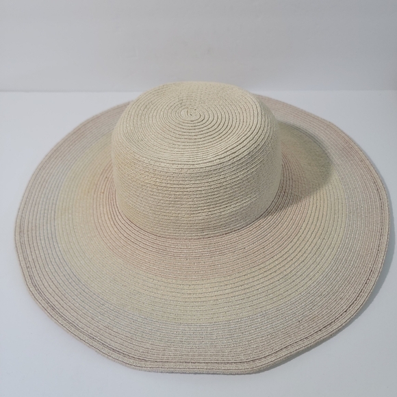 August Hats Accessories - AUGUST HAT Women Neutral Striped Floppy Summer Beach Hat One Size Paper Blend